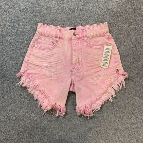 BDG Shorts Womens 24 Pink Carla High Waisted Cutoff Distressed Urban Outfitters - Picture 2 of 12